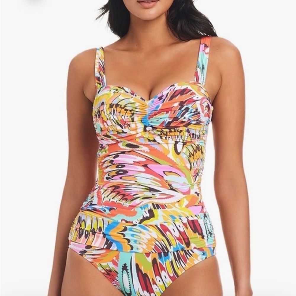 Bleu Rod Beattie Yellow Pink Blue Abstract One-Piece Swimsuit